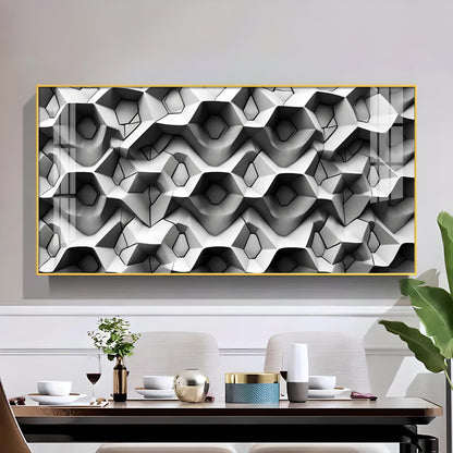 Beautiful Geometric Gray Background Glass Finish Horizontal Wall Art