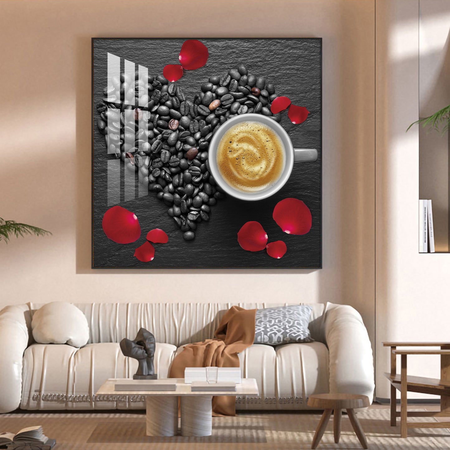 Coffee Charm Glass Finish Square Wall Art