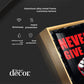 Never Give Up Glass Finish Vertical Wall Art