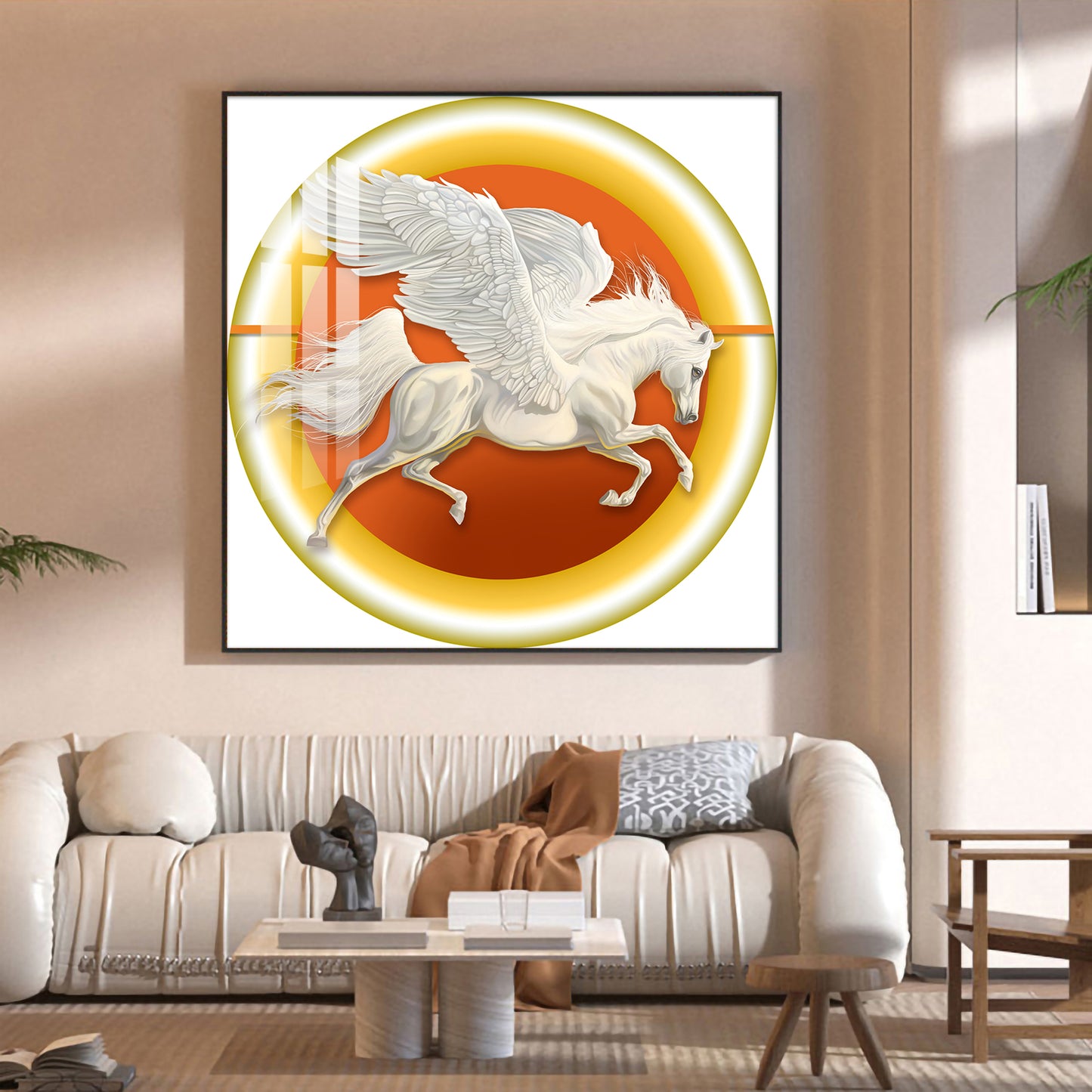 Winged Horse Harmony Glass Finish Square Wall Art