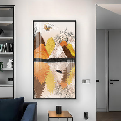 Journey Across Still Waters Glass Finish Vertical Wall Art