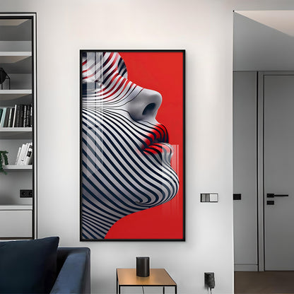 Stripes of Distinction Glass Finish Vertical Wall Art