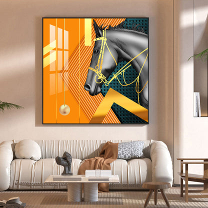 Luxe Horse Glass Finish Square Wall Art