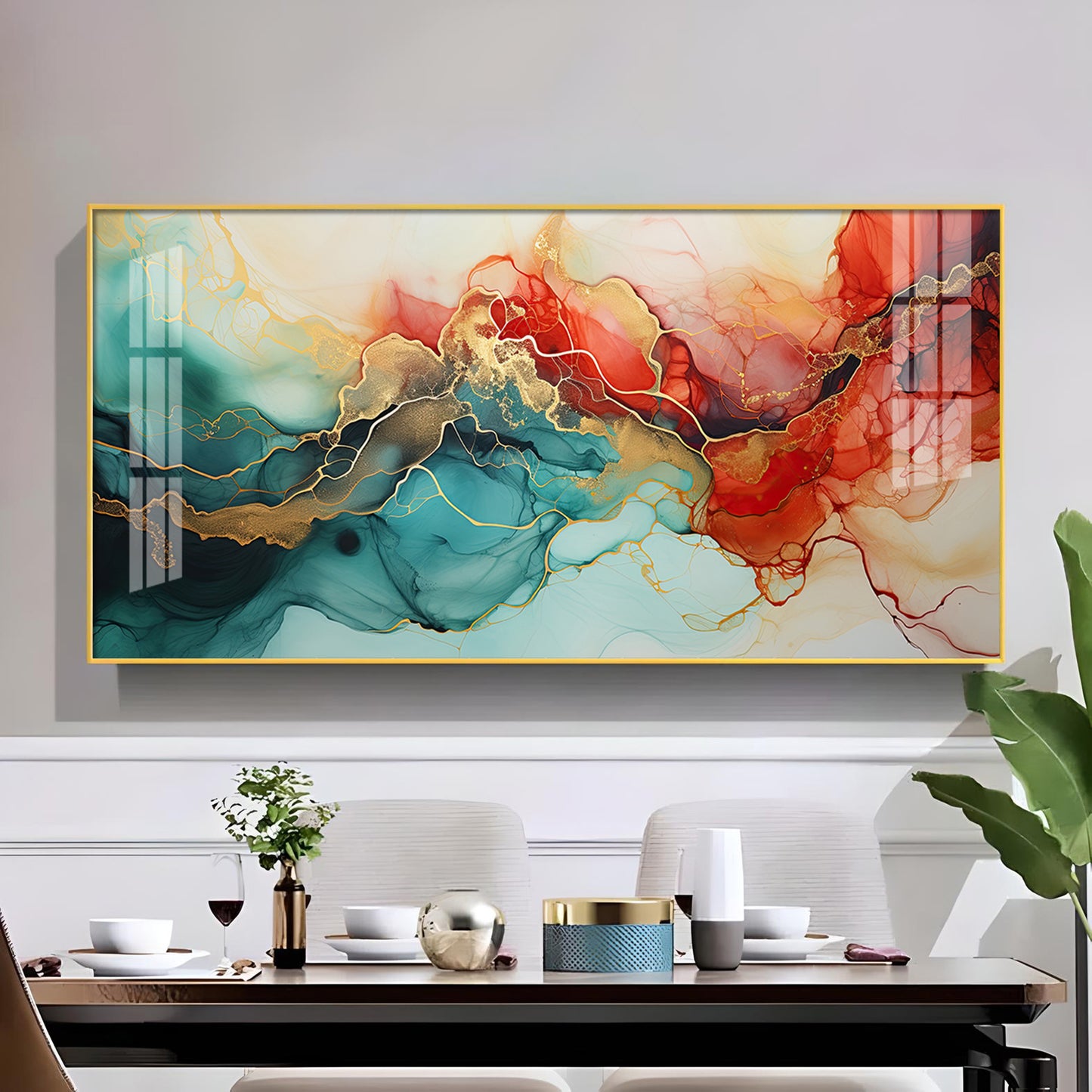 Modern Artwork Fantasy Glass Finish Horizontal Wall Art