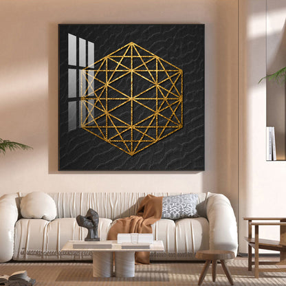 Geometric Elegance Glass Finish Square Wall Art