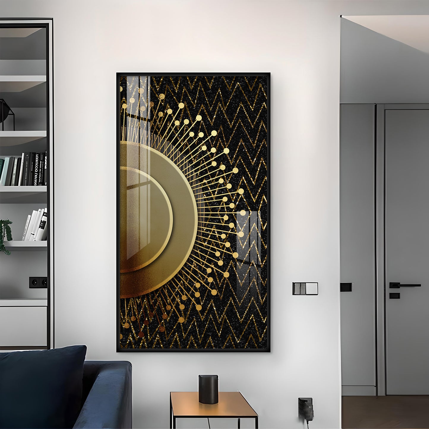 Striped Opulence Glass Finish Vertical Wall Art