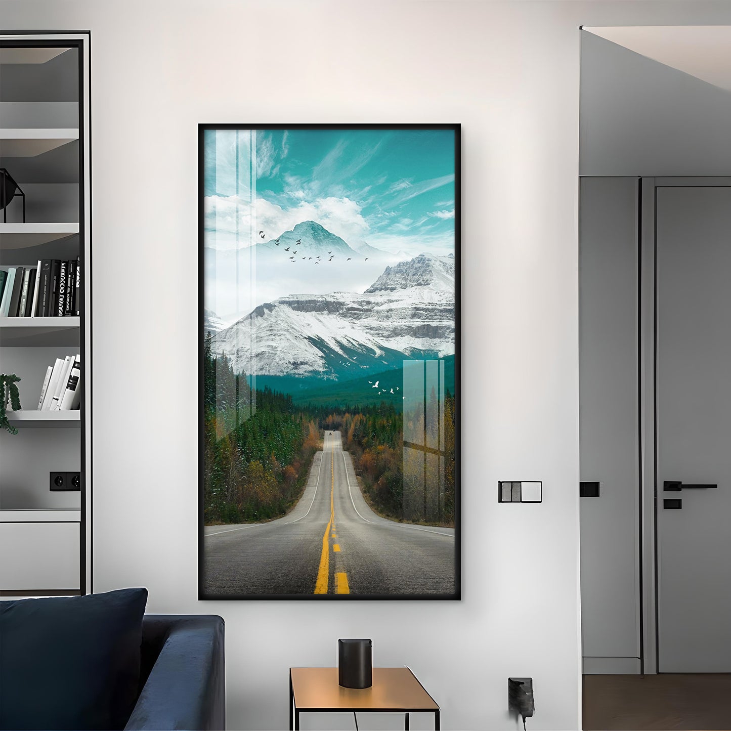 Nature's Gateway Road Glass Finish Vertical Wall Art