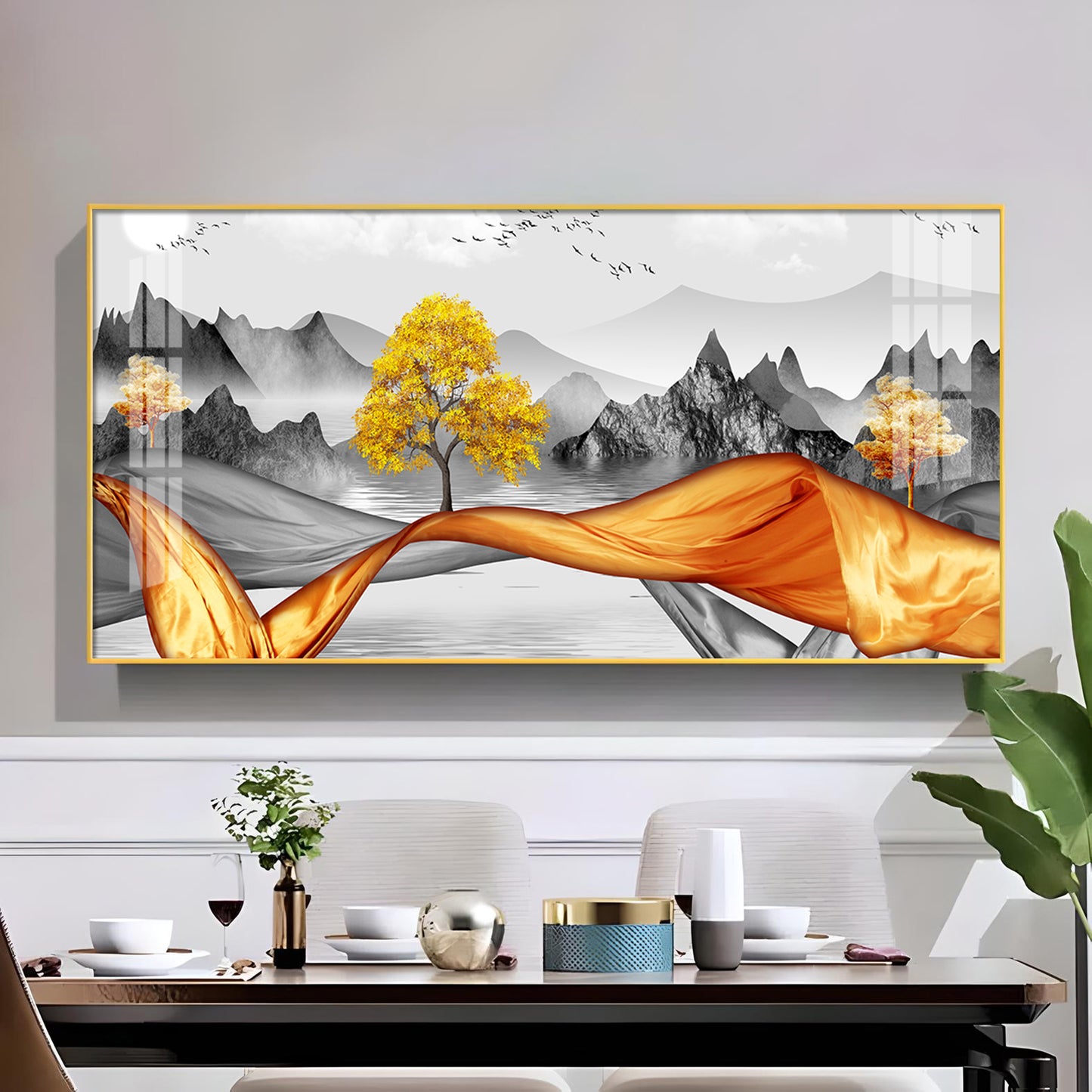 Autumnal Elegance Glass Finish Horizontal Wall Art