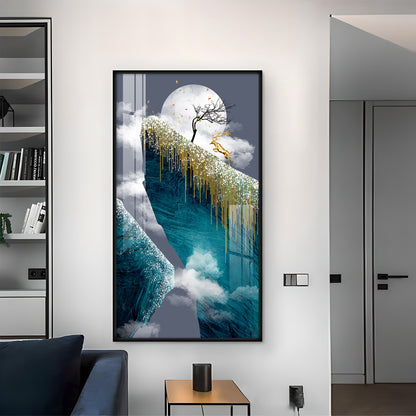 Frosted Heights Glass Finish Vertical Wall Art