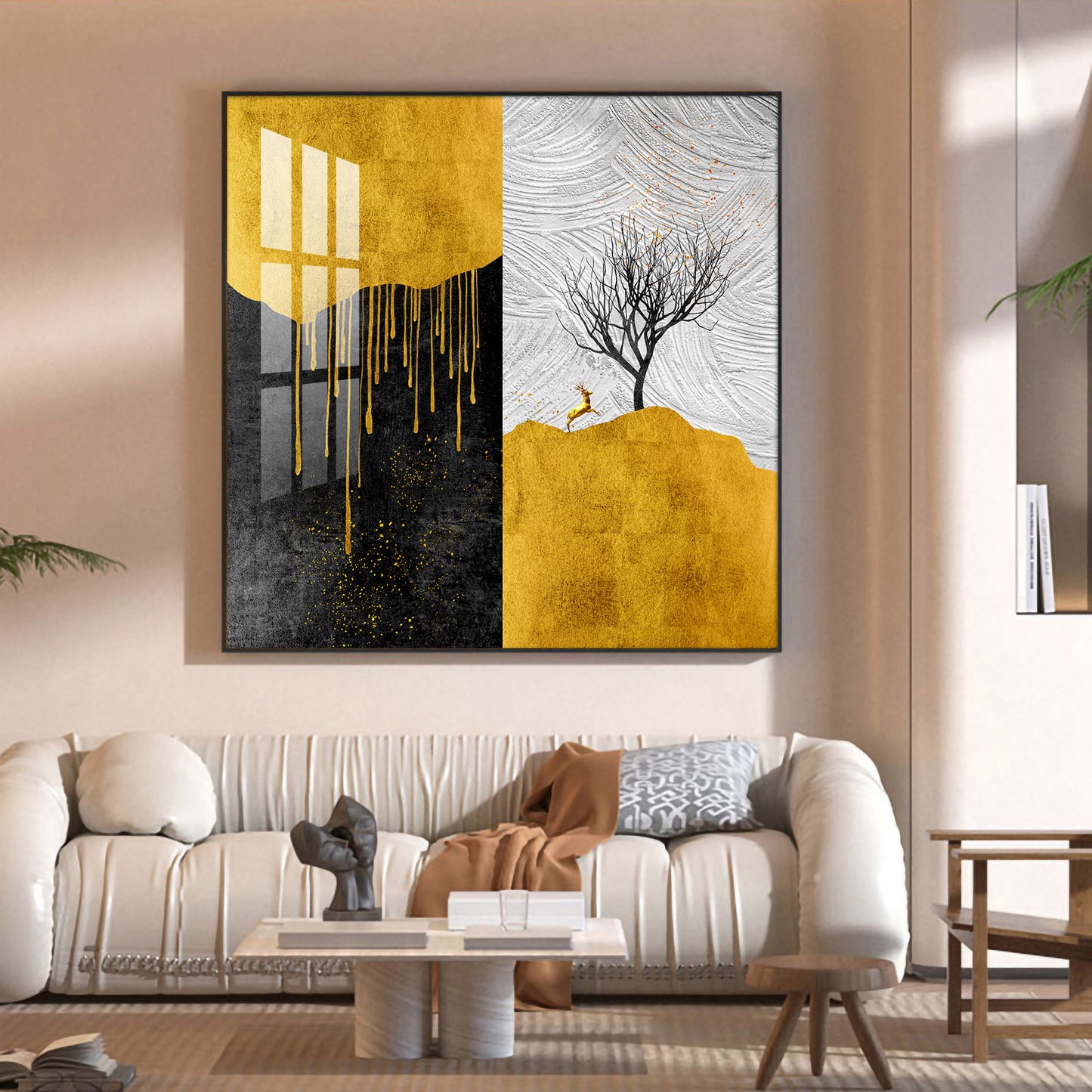 Majestic Tree Glass Finish Square Wall Art