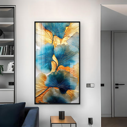 Noir Petal Glass Finish Vertical Wall Art