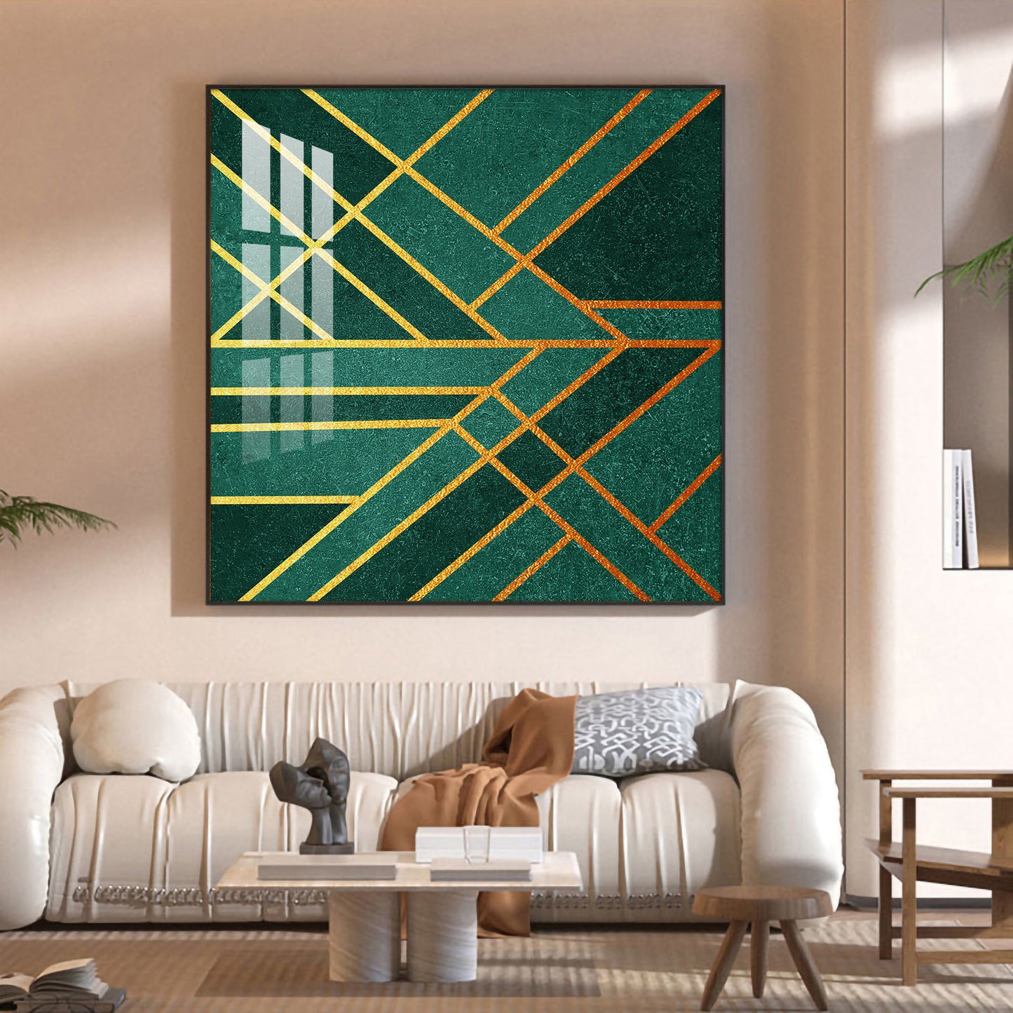 Emerald Radiance Glass Finish Square Wall Art