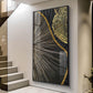 Golden Abyss Glass Finish Vertical Wall Art