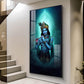 Spiritual Krishna In Vibrant Color Glass Finish Vertical Wall Art