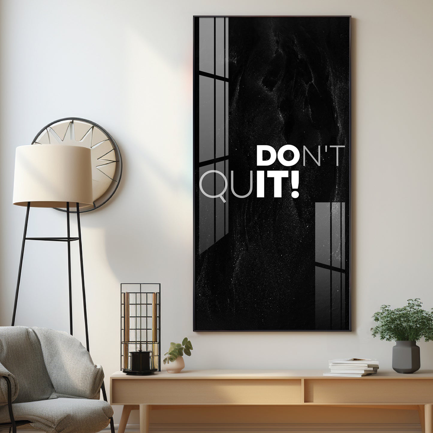 Don't Quit Motivational Glass Finish Vertical Wall Art