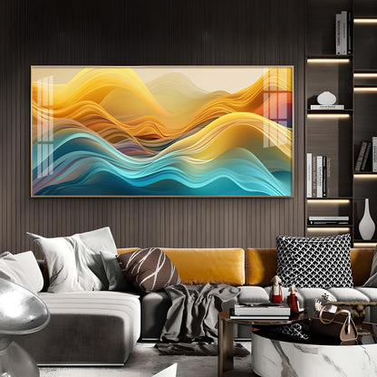 Waves Elegance Glass Finish Horizontal Wall Art