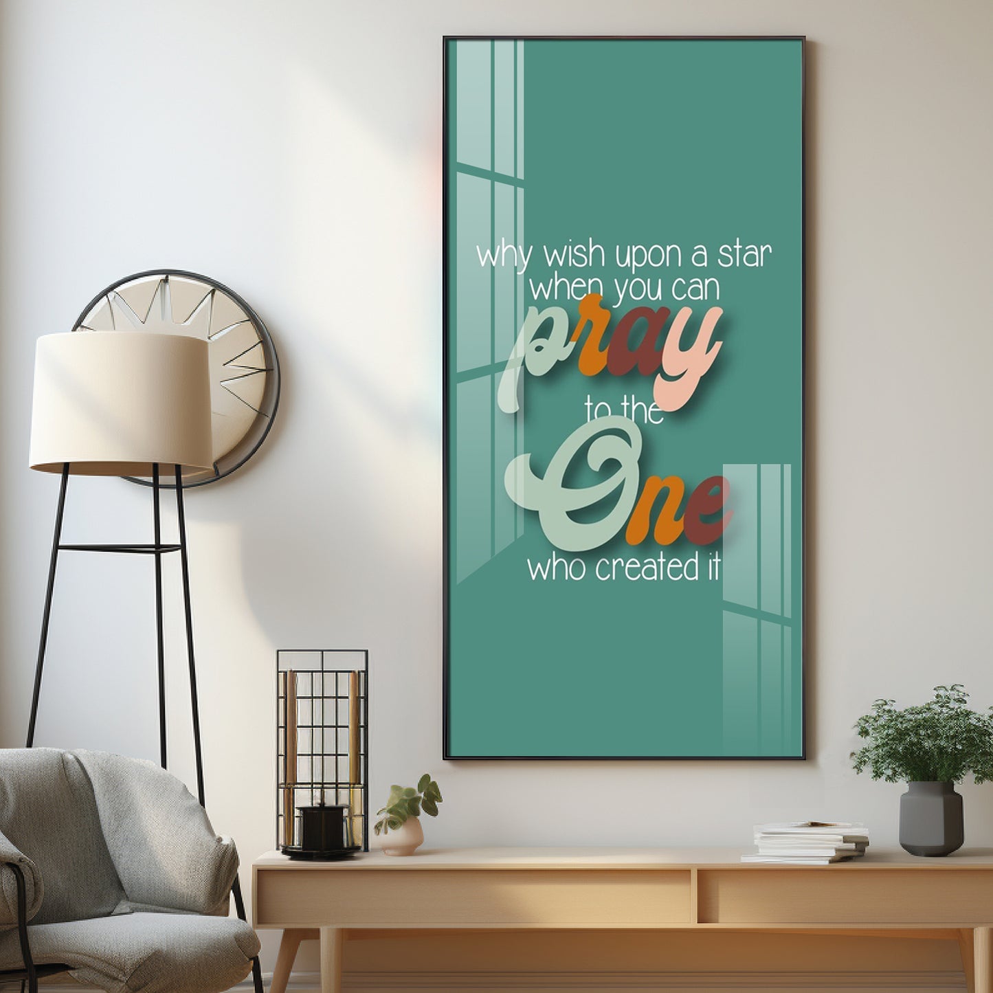 Pray To The One Motivational Glass Finish Vertical Wall Art