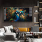 Peacock Duo Glass Finish Horizontal Wall Art