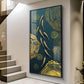 Green Koi Fishes Glass Finish Vertical Wall Art
