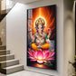 Lord Ganpati Ji Glass Finish Vertical Wall Art
