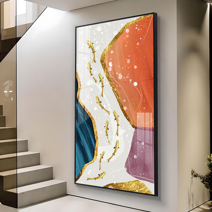 Ethereal Aquatics Glass Finish Vertical Wall Art