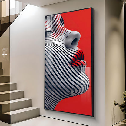 Stripes of Distinction Glass Finish Vertical Wall Art