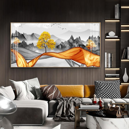 Autumnal Elegance Glass Finish Horizontal Wall Art