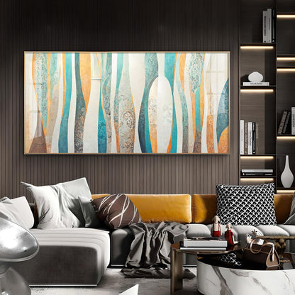 Abstract Colorfall Glass Finish Horizontal Wall Art