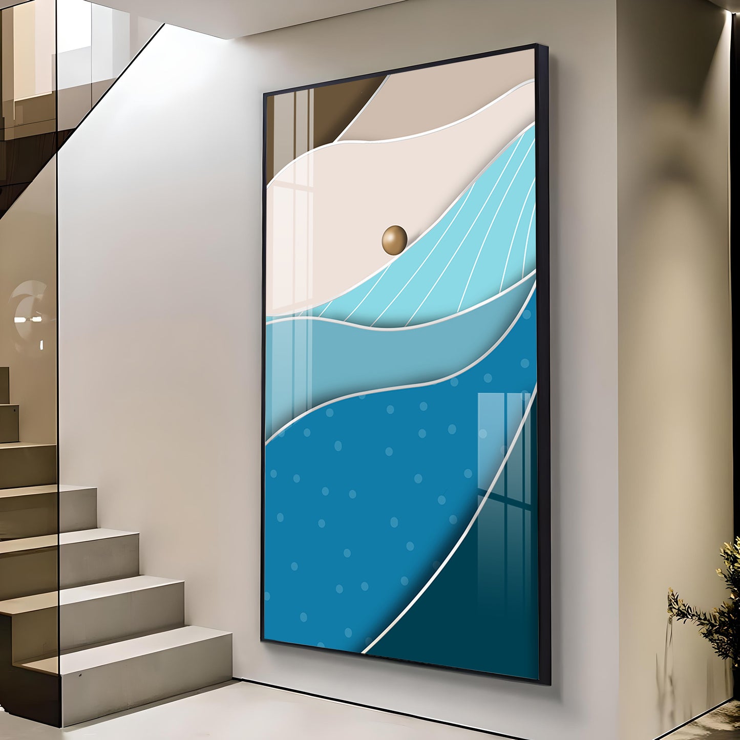 WaveStone Harmony Glass Finish Vertical Wall Art