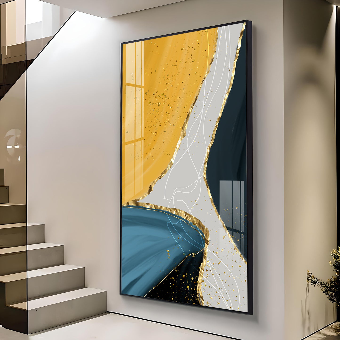 Luminous Depths Glass Finish Vertical Wall Art