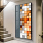 Multiple Abstract Blocks Glass Finish Vertical Wall Art