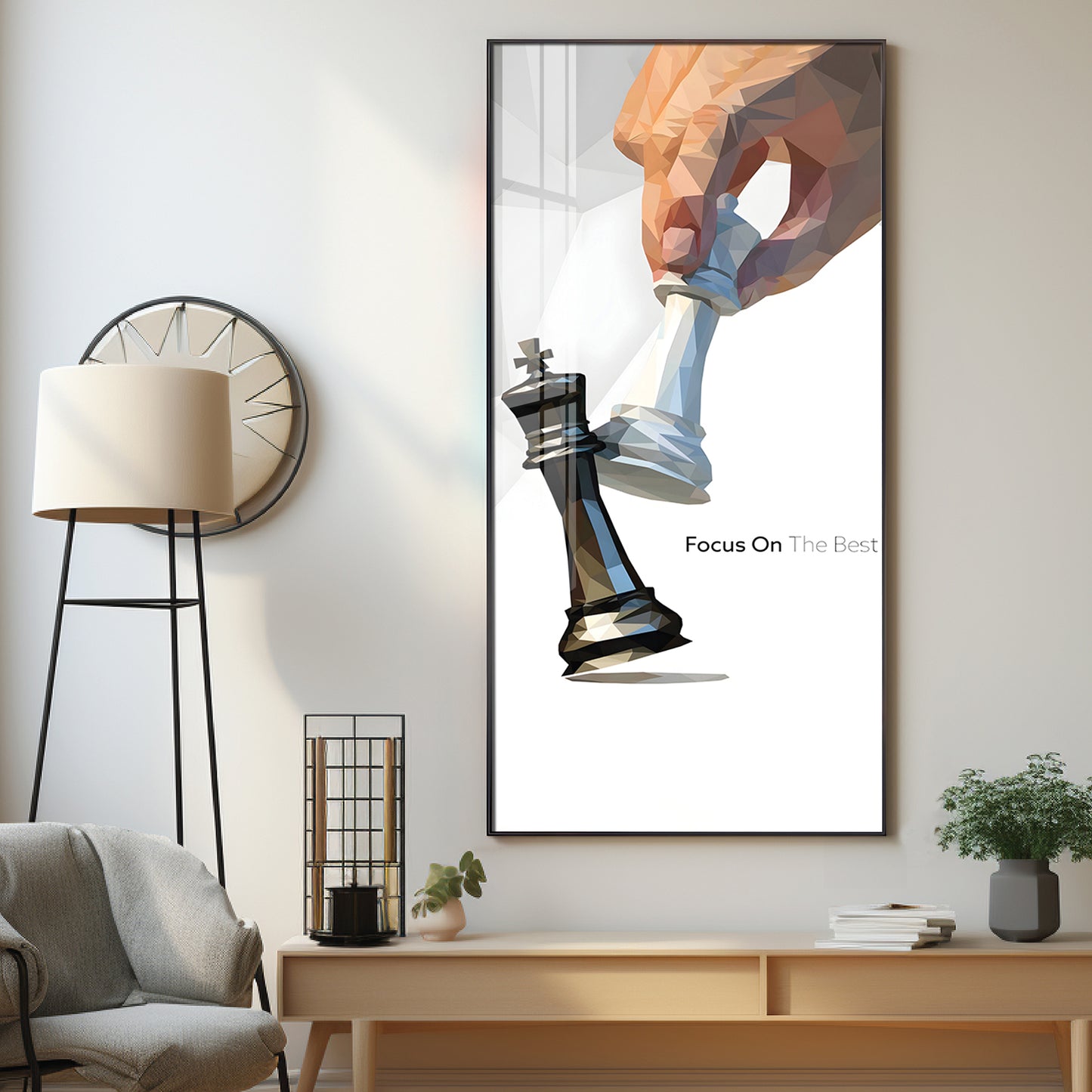 Focus On The Best Motivational Glass Finish Vertical Wall Art