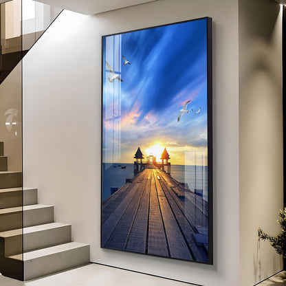 Seagull's Haven Glass Finish Vertical Wall Art