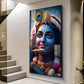 Krishna Flute Glass Finish Vertical Wall Art