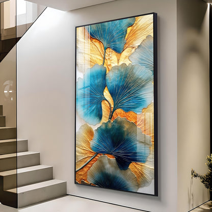 Noir Petal Glass Finish Vertical Wall Art