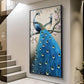 Dual Peacock Serenity Glass Finish Vertical Wall Art