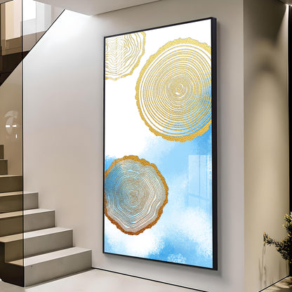 Blue Serenity Rings Glass Finish Vertical Wall Art