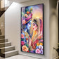 Divine Love Of Radha Krishna Glass Finish Vertical Wall Art