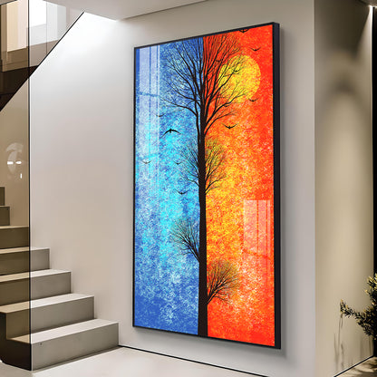 Tranquil Heights Glass Finish Vertical Wall Art