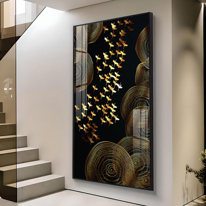 Luminescent Flight Glass Finish Vertical Wall Art