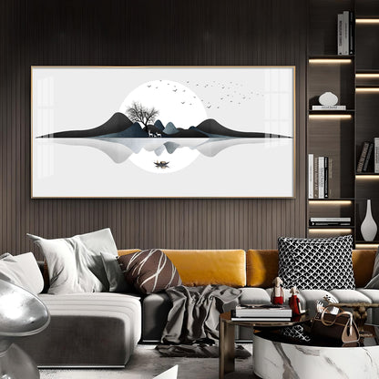 Watercolor Mountains Glass Finish Horizontal Wall Art