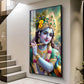 Hare Krishna Ji Glass Finish Vertical Wall Art