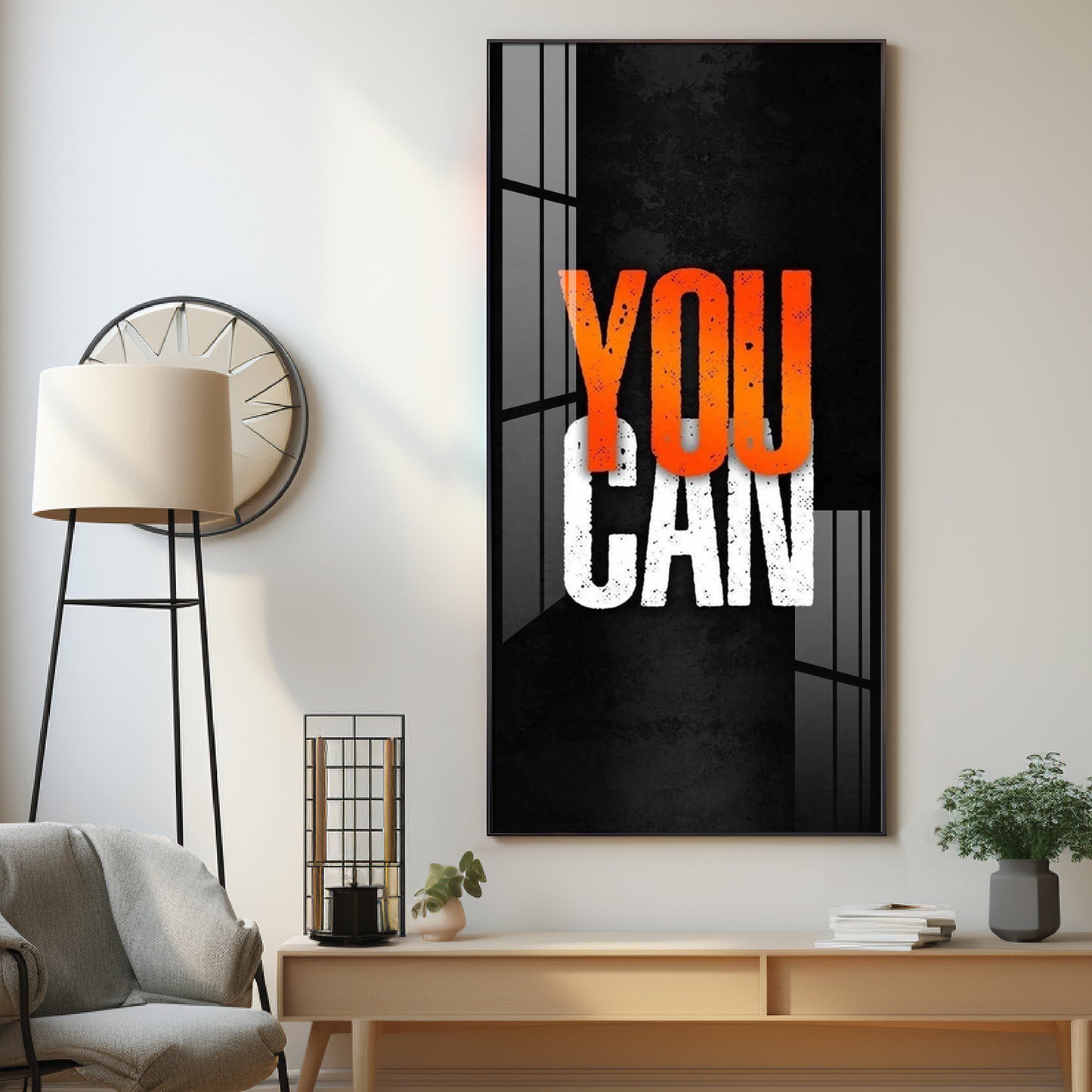 You Can Motivational Glass Finish Vertical Wall Art