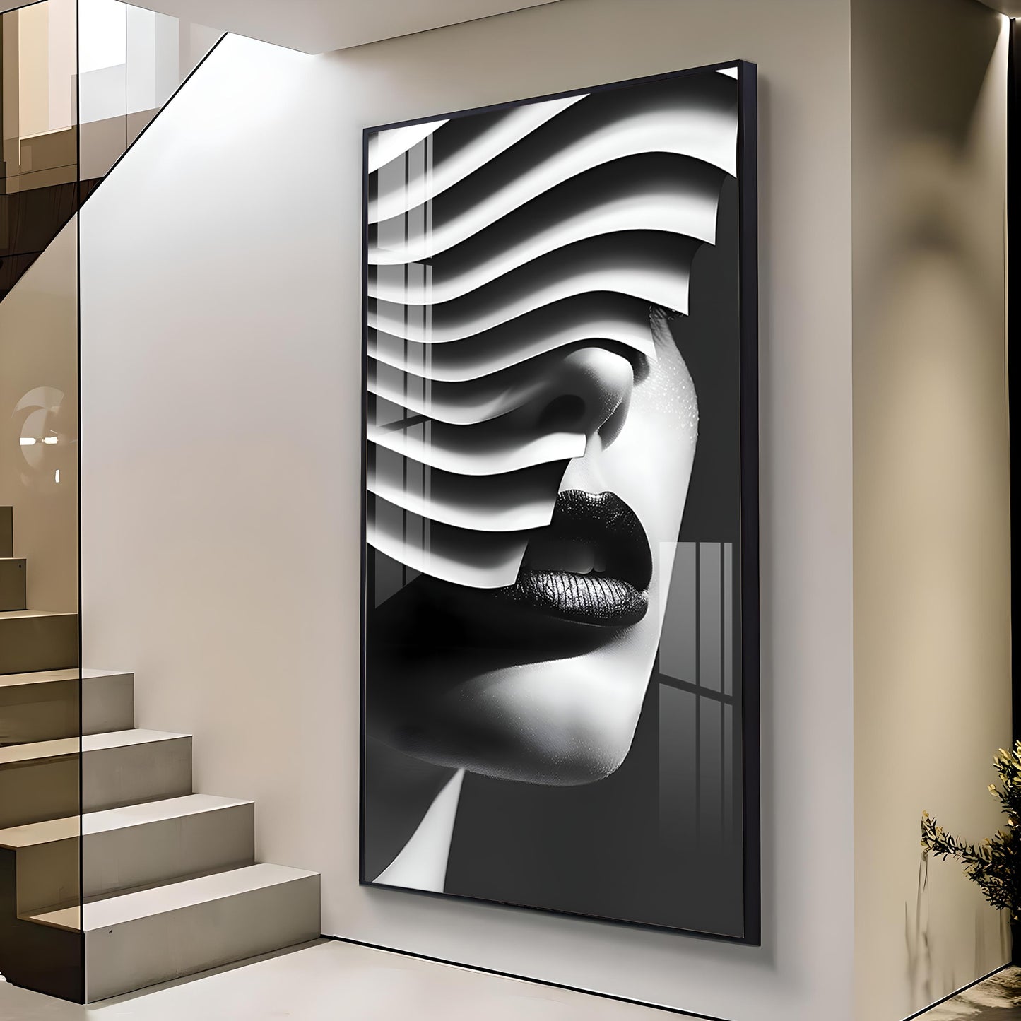 Facade of Harmony Glass Finish Vertical Wall Art