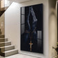 Jesus On The Cross Hand Glass Finish Vertical Wall Art