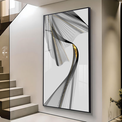 Black & Gold Stratum Glass Finish Vertical Wall Art