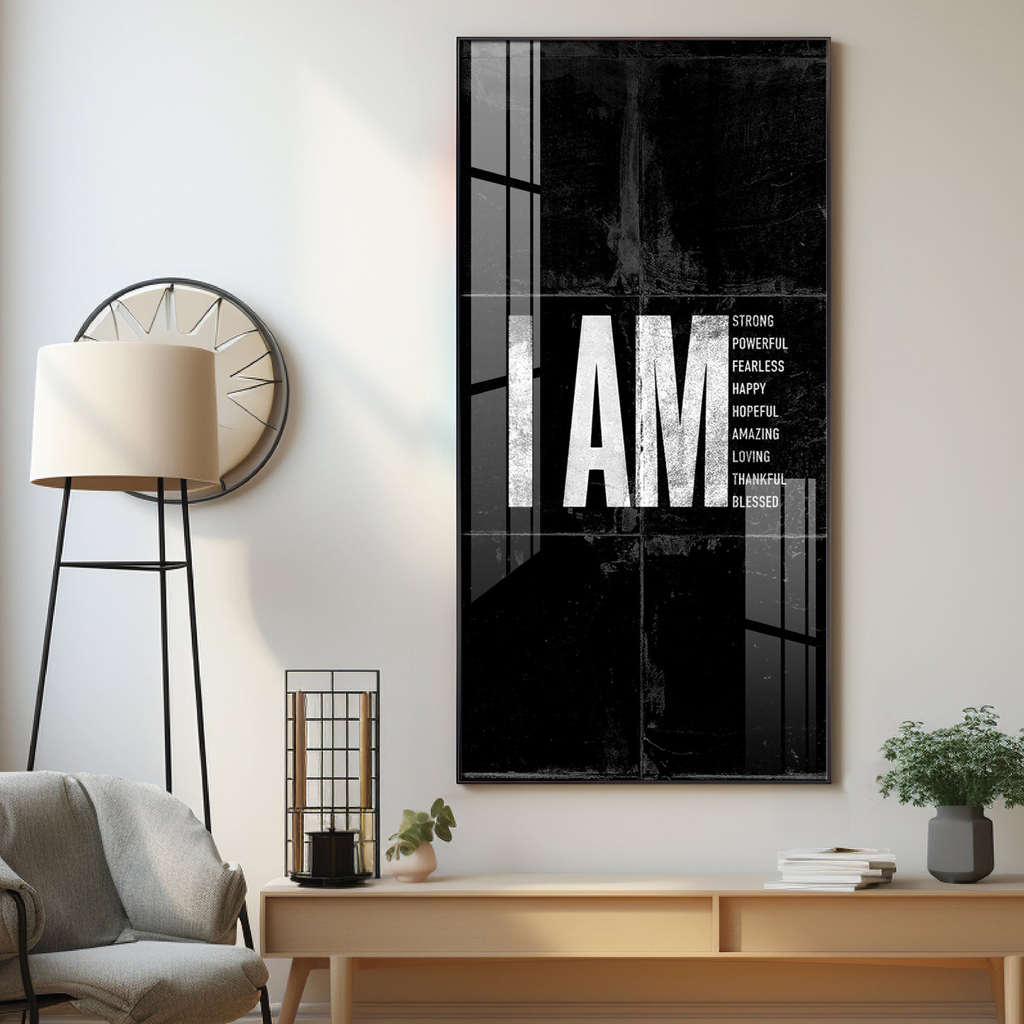 Clean Lines Motivational Glass Finish Vertical Wall Art