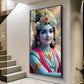 Lord Jai Shri Krishna Glass Finish Vertical Wall Art