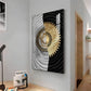 Golden Elegance Glass Finish Vertical Wall Art