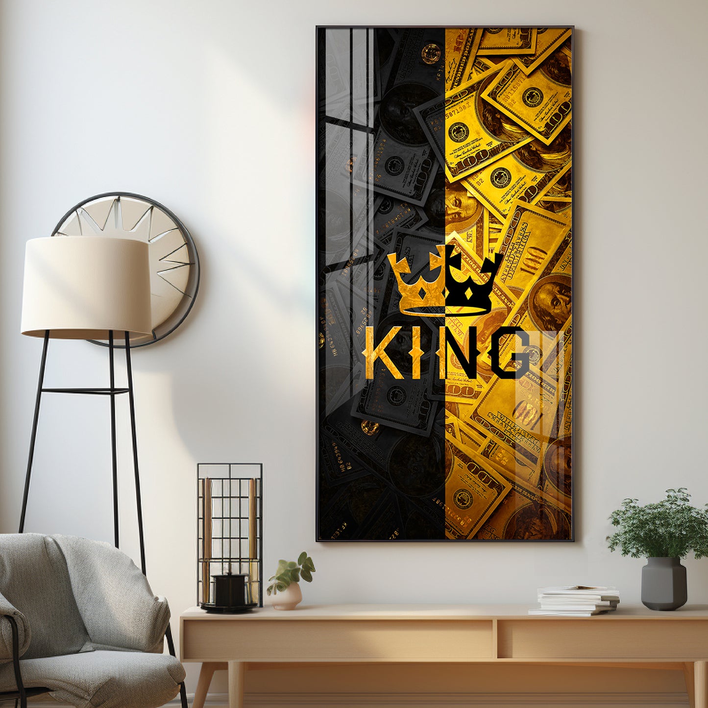 King Motivational Glass Finish Vertical Wall Art